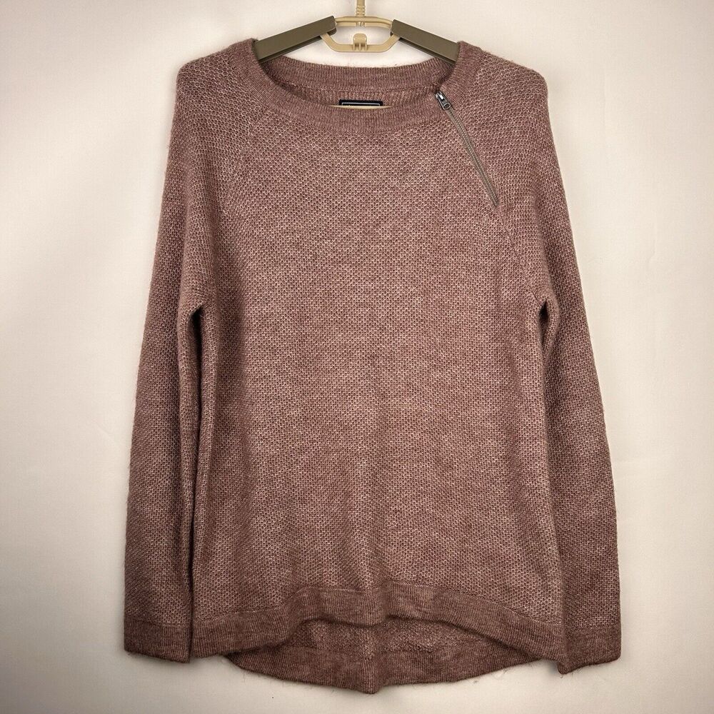 Abercrombie and Fitch Womens Knit Zip Shoulder Sweater Mauve Size Small